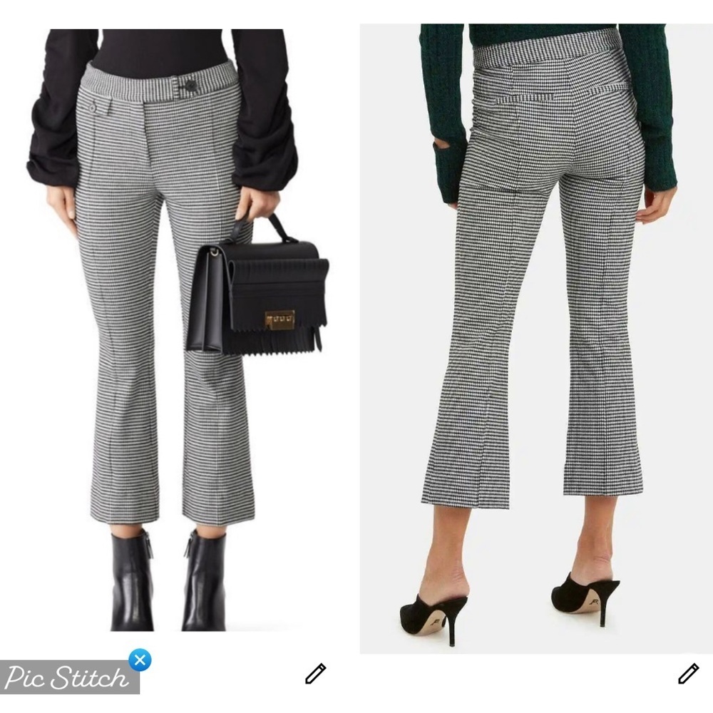 Derek Lam 10 Crosby Houndstooth Crop Flare Pants - Picture 1 of 8